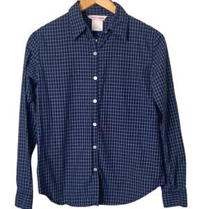 Vintage 1980’s Esprit Basix Size Small Blue Plaid Button Up Shirt.